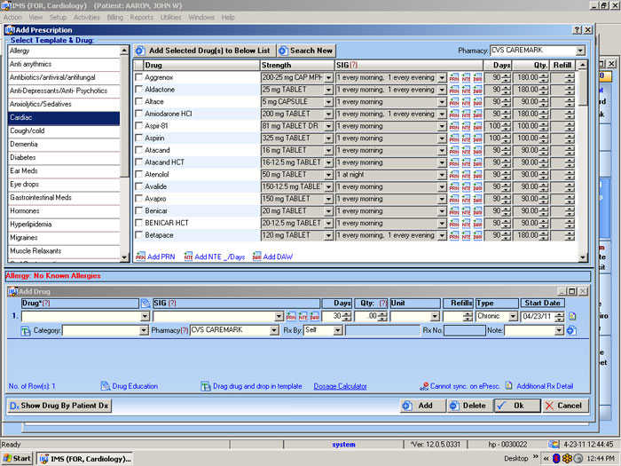 cardiology electronic prescriptions